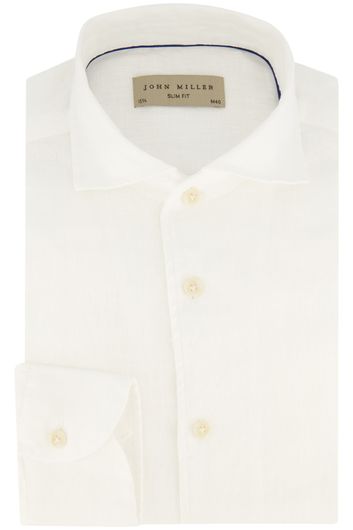 Slim fit mouwlengte 7  John Miller overhemd wit linnen