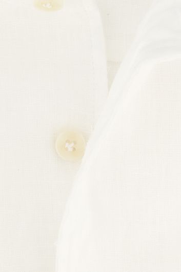 John Miller overhemd mouwlengte 7 Slim Fit slim fit wit effen linnen