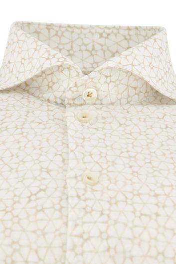 Geel geprint John Miller overhemd linnen Tailored Fit
