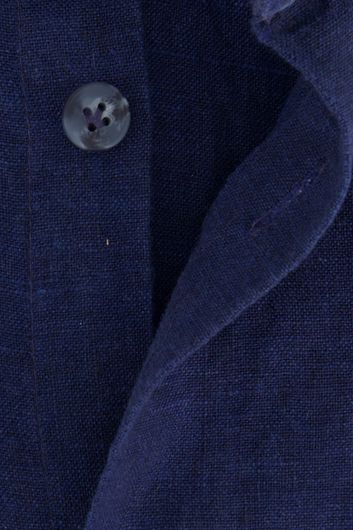 Tailored fit donkerblauw John Miller overhemd linnen