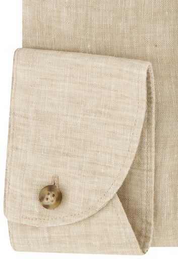 John Miller linnen overhemd Tailored Fit beige
