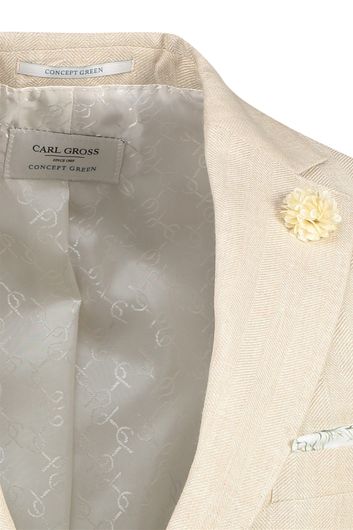 Carl Gross colbert beige effen linnen normale fit 