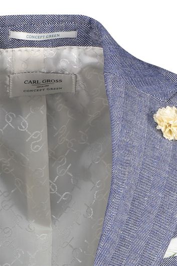 Carl Gross colbert blauw effen, gemêleerd linnen normale fit 