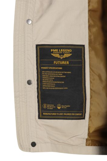 PME Legend Futurer zomerjas beige effen rits + knoop normale fit katoen waterafstotend