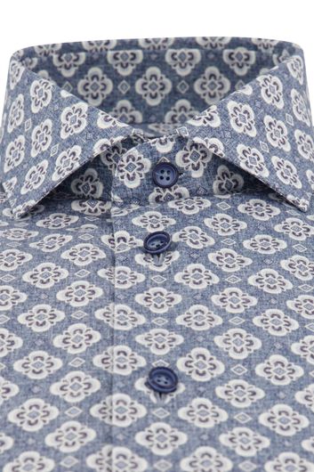 Cavallaro business overhemd slim fit blauw geprint katoen