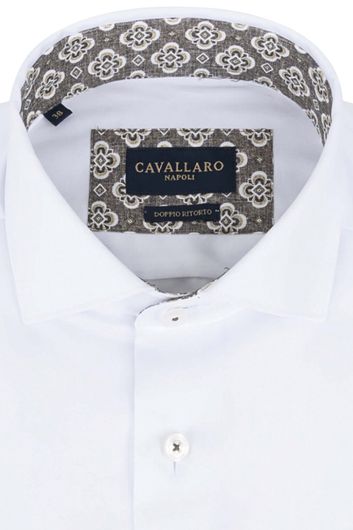 Cavallaro overhemd Alfeo slim fit effen wit katoen