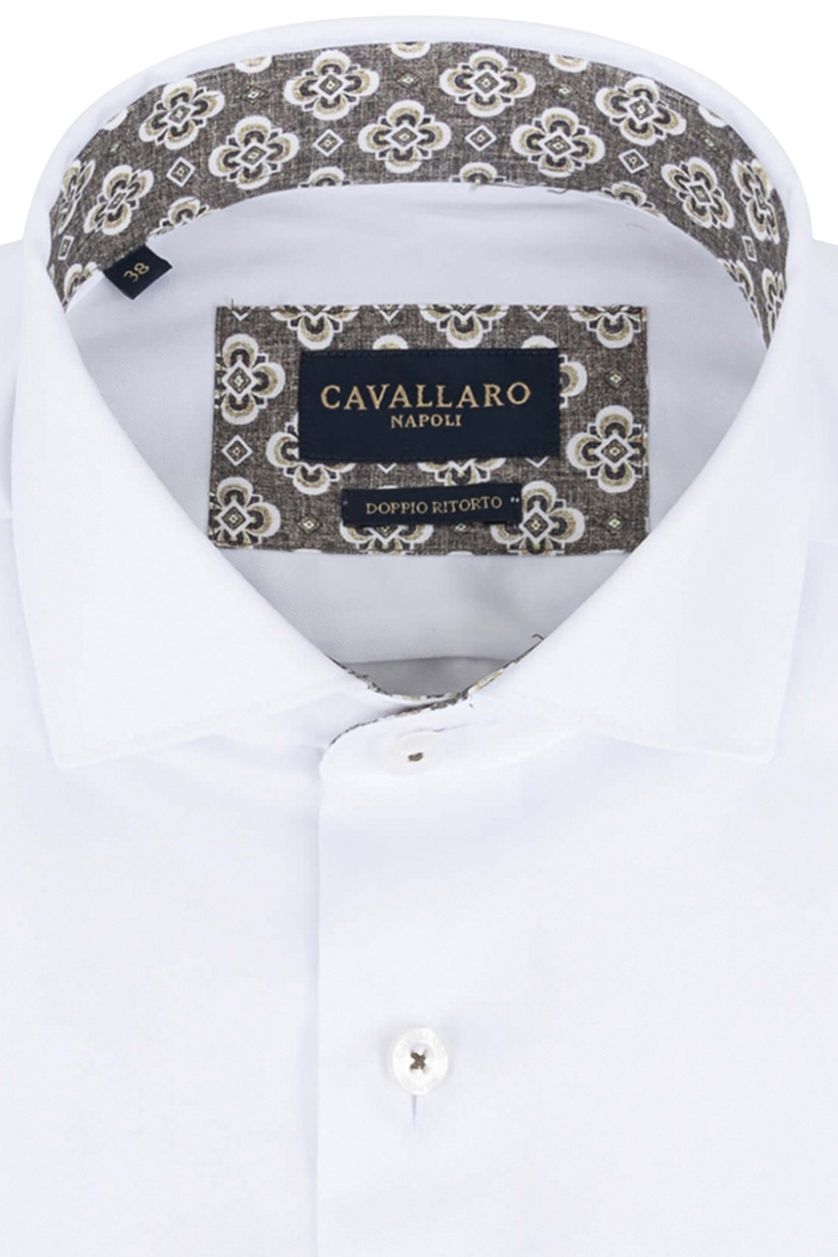 katoenen Cavallaro overhemd slim fit effen wit