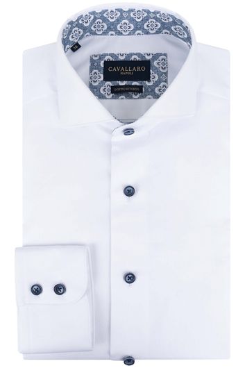 Cavallaro Giano katoenen overhemd slim fit mouwlengte 7 wit