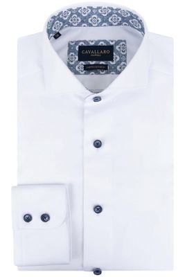 Cavallaro katoenen Cavallaro Napoli overhemd slim fit wit mouwlengte 7 