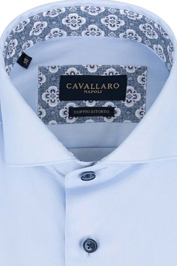 Cavallaro Doppio Ritorto overhemd slim fit lichtblauw effen katoen