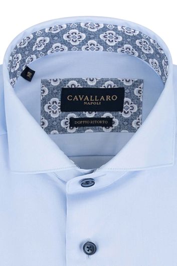 Cavallaro Napoli lichtblauwe overhemd katoen mouwlengte 7 slim fit