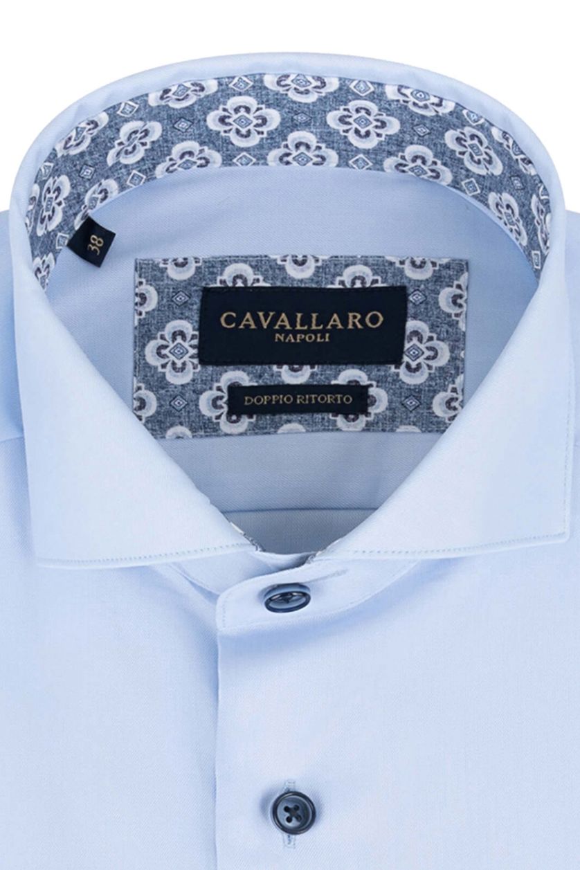 Cavallaro Napoli overhemd mouwlengte 7 slim fit katoen lichtblauw