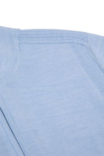 Cavallaro trui half zip lichtblauw effen wol