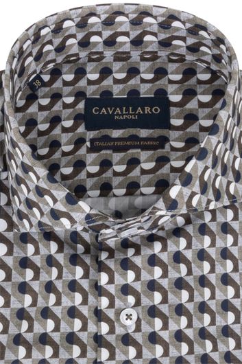 Cavallaro business overhemd slim fit groen geprint katoen