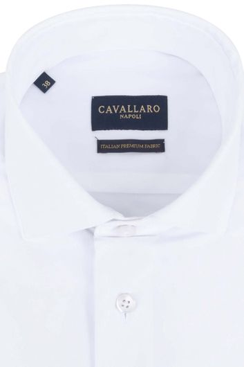 Cavallaro overhemd mouwlengte 7 slim fit wit effen 