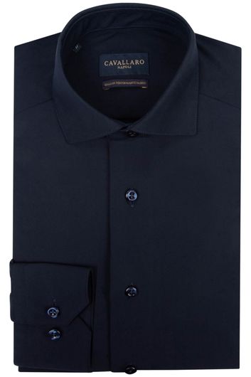 Cavallaro business overhemd slim fit donkerblauw effen 