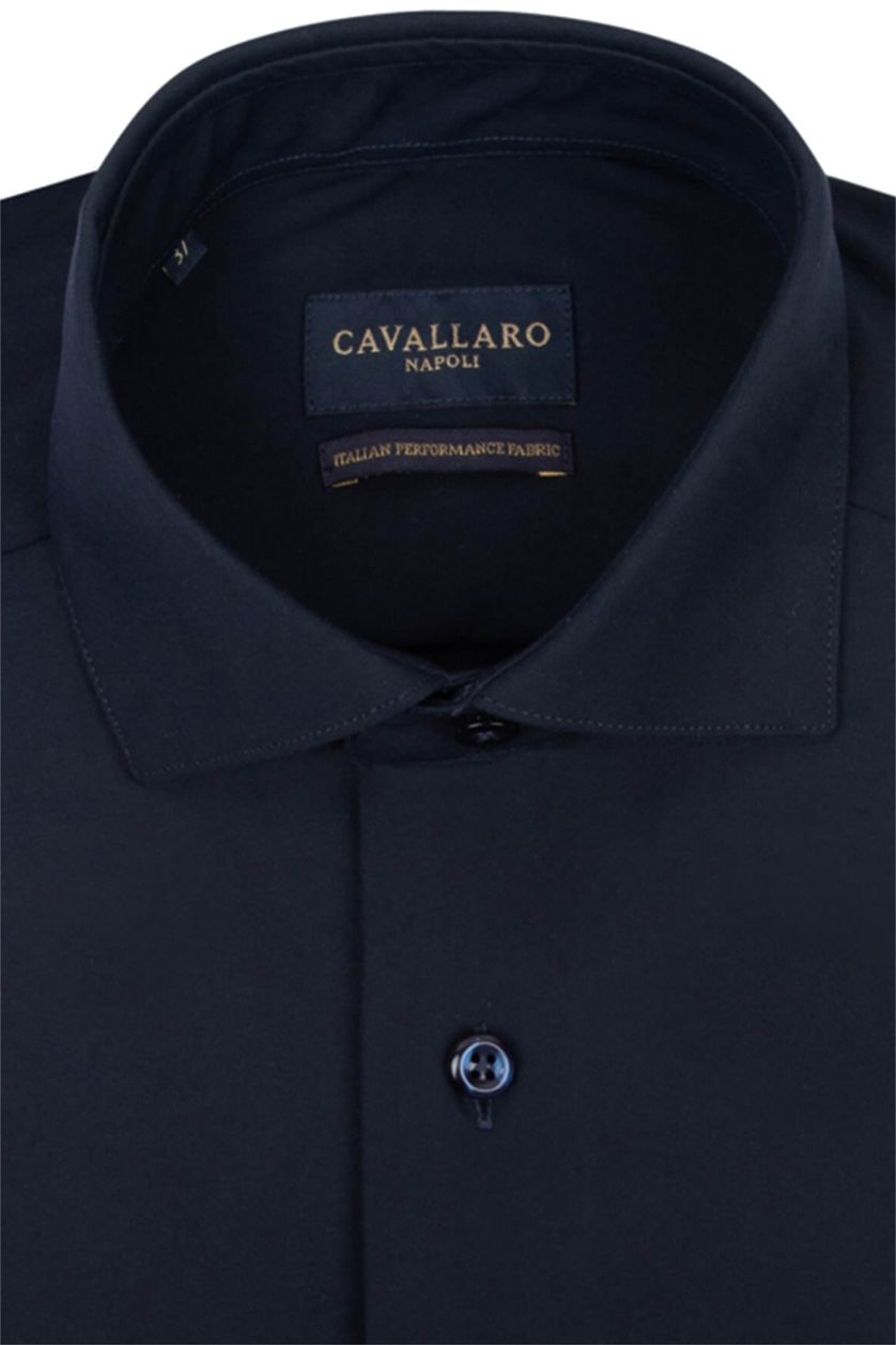 Cavallaro Tanisco business overhemd slim fit donkerblauw effen 