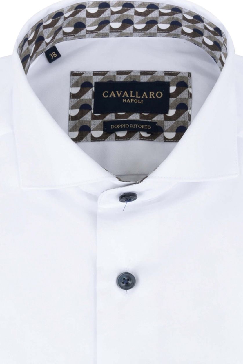 katoenen Cavallaro business overhemd slim fit wit