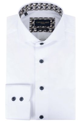 Cavallaro Cavallaro katoenen overhemd wit mouwlengte 7 slim fit