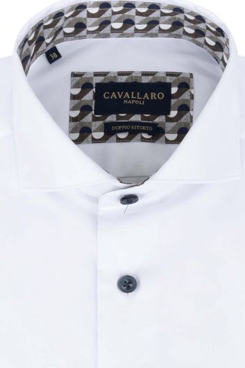 Cavallaro Giuliano overhemd mouwlengte 7 slim fit wit effen katoen