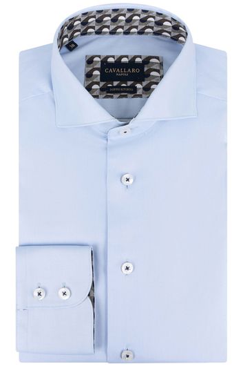 Cavallaro overhemd katoen slim fit lichtblauw mouwlengte 7 