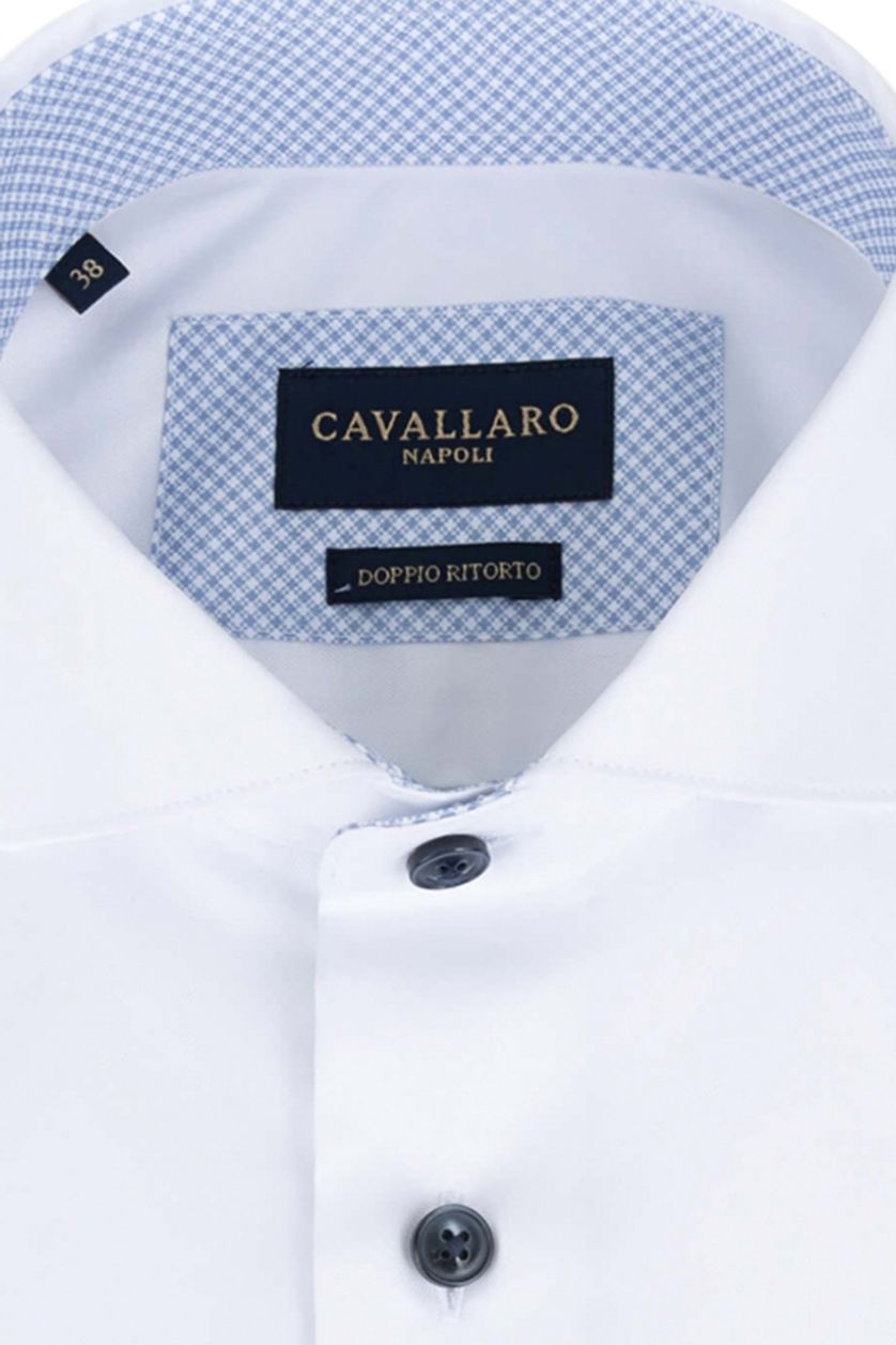 katoenen Cavallaro business overhemd slim fit effen wit