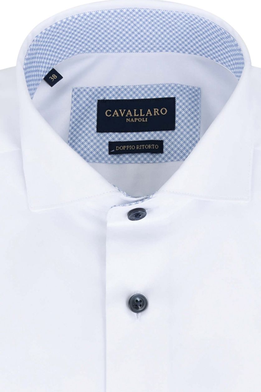 Cavallaro mouwlengte 7 overhemd katoen slim fit wit