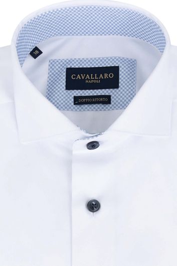 Slim fit Cavallaro overhemd katoen mouwlengte 7 wit