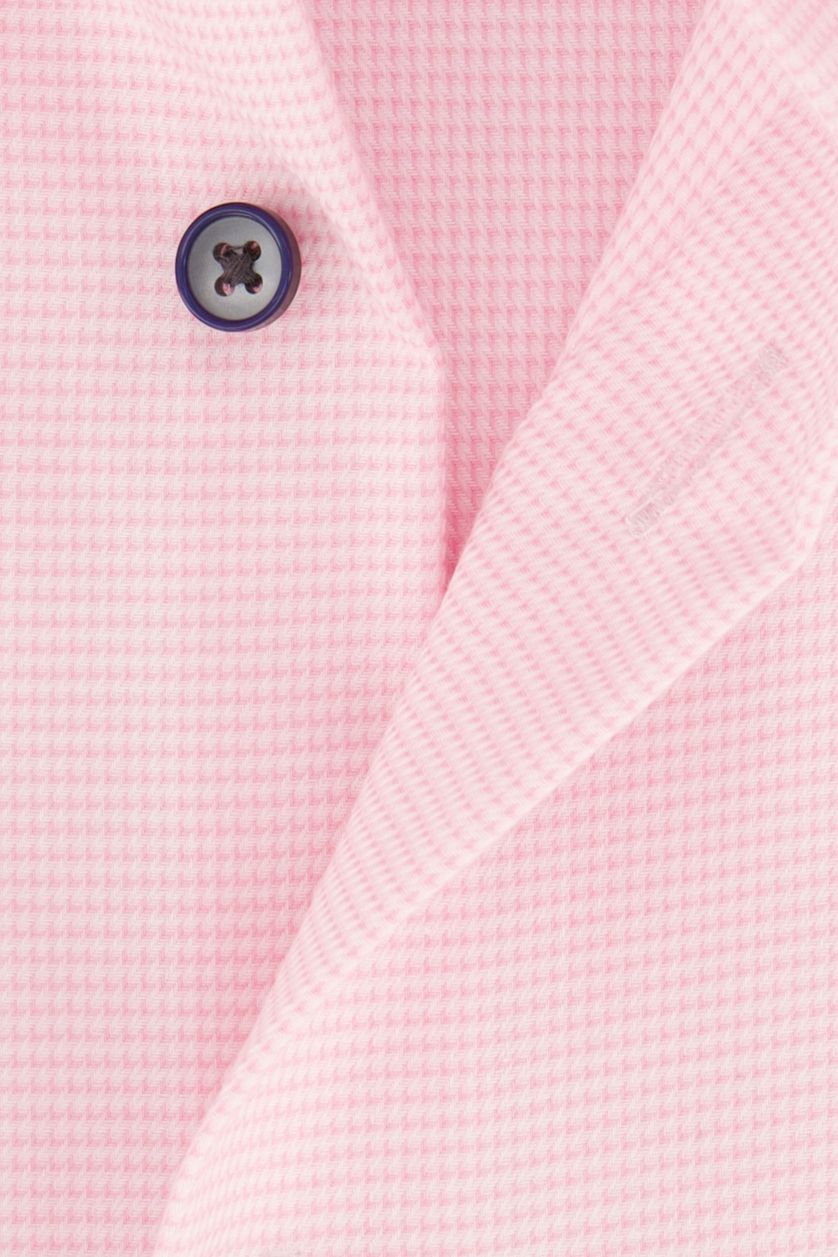Roze overhemd Eterna business Comfort Fit wijde fit geruit katoen