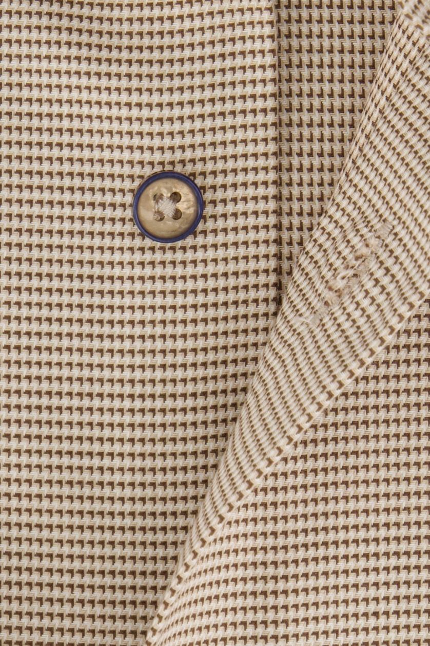 Eterna beige gemêleerd overhemd Modern Fit strijkvrij katoen