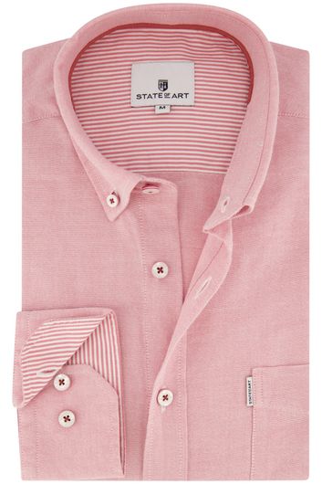 State of Art casual overhemd wijde fit roze effen