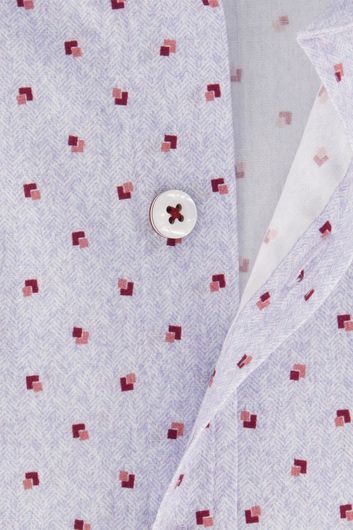 Katoenen State of Art overhemd wijde fit korte mouw paars geprint
