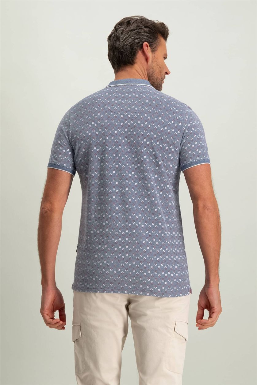 State of Art polo wijde fit blauw geprint