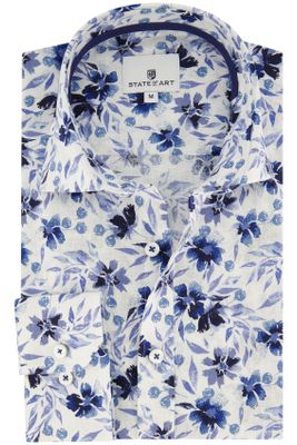 State of Art State of Art casual overhemd wijde fit blauw geprint