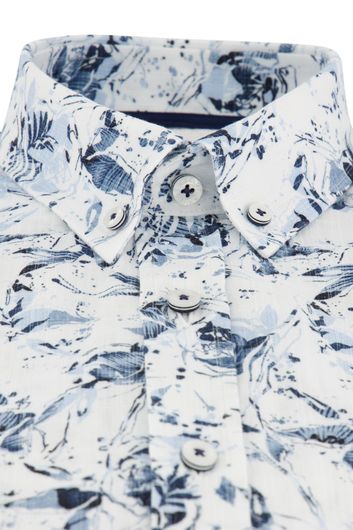 State of Art casual overhemd korte mouw wijde fit blauw geprint