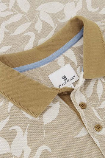 State of Art polo wijde fit beige geprint