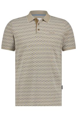 State of Art State of Art polo 3-knoops wijde fit beige geprint