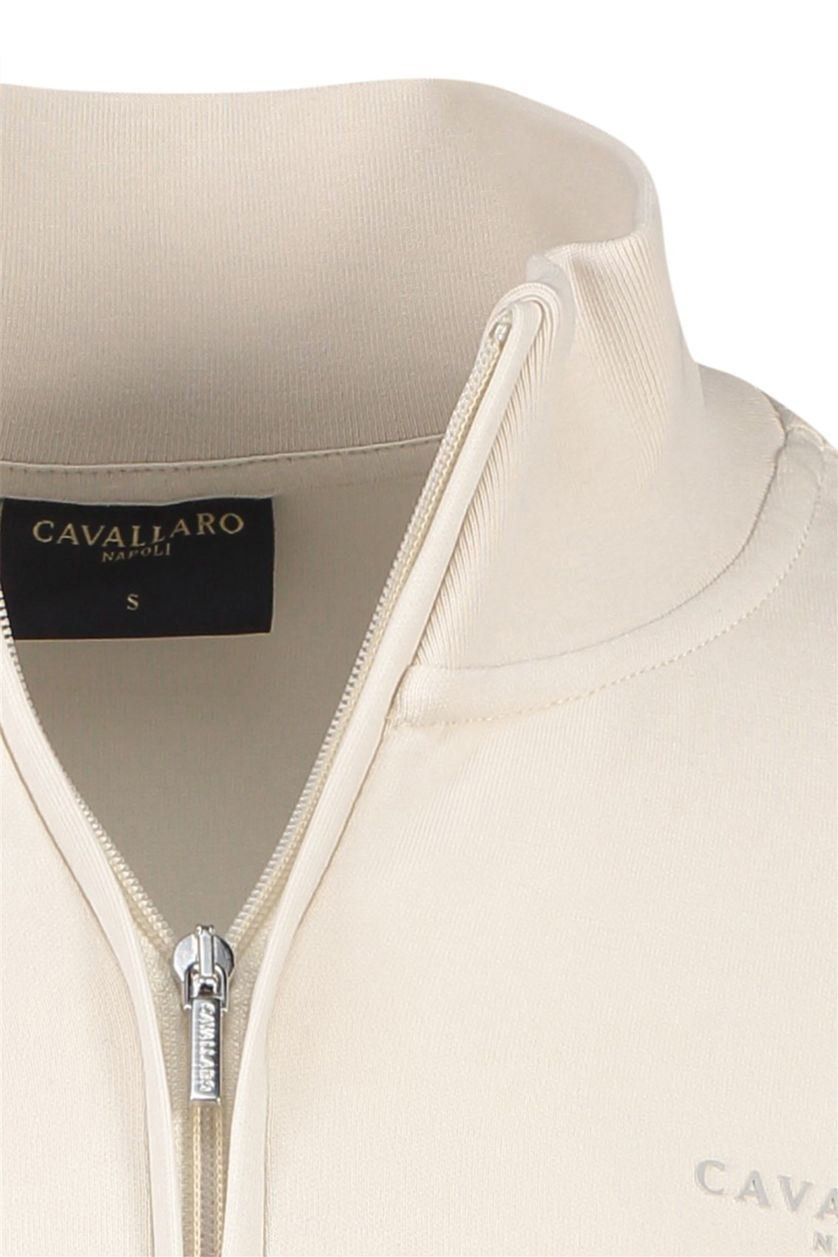 Cavallaro sweater half zip beige katoen