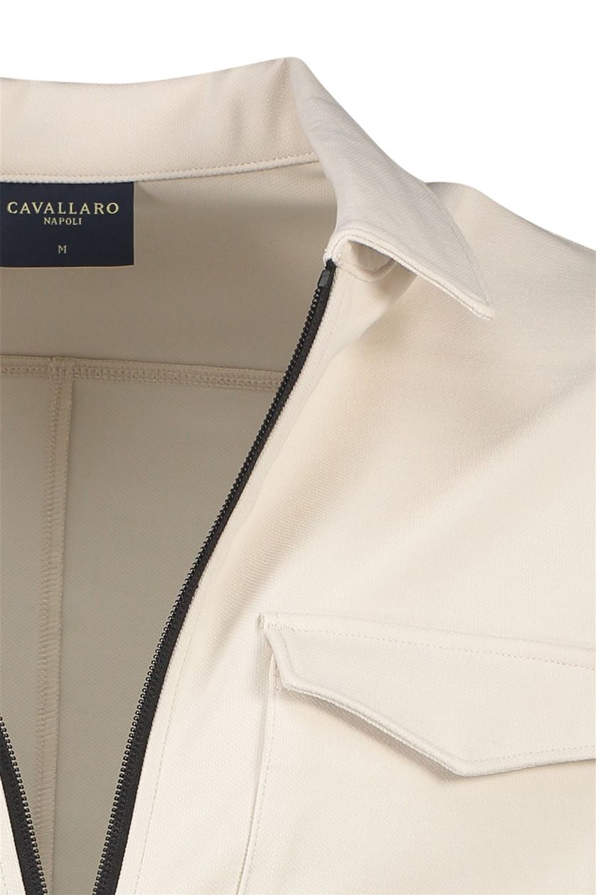 Cavallaro overshirt beige katoen Zereno dubbele borstzak