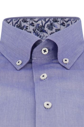 Eterna overhemd korte mouw wijde fit blauw strijkvrij