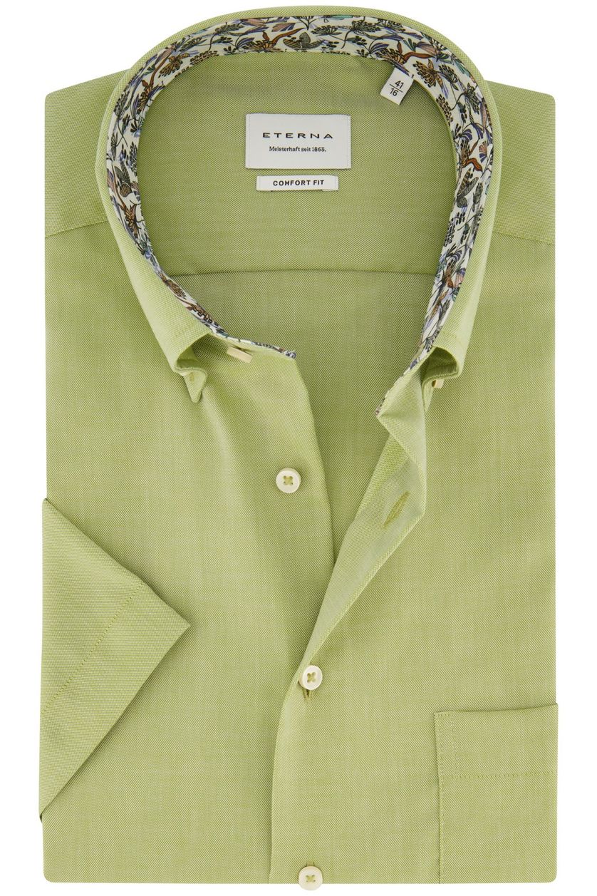 Eterna casual overhemd korte mouw wijde fit groen effen