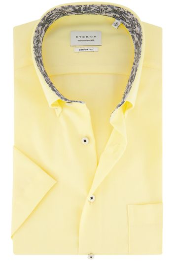Eterna casual overhemd korte mouw Comfort Fit geel effen