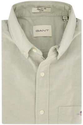 Gant Gant casual overhemd normale fit groen effen