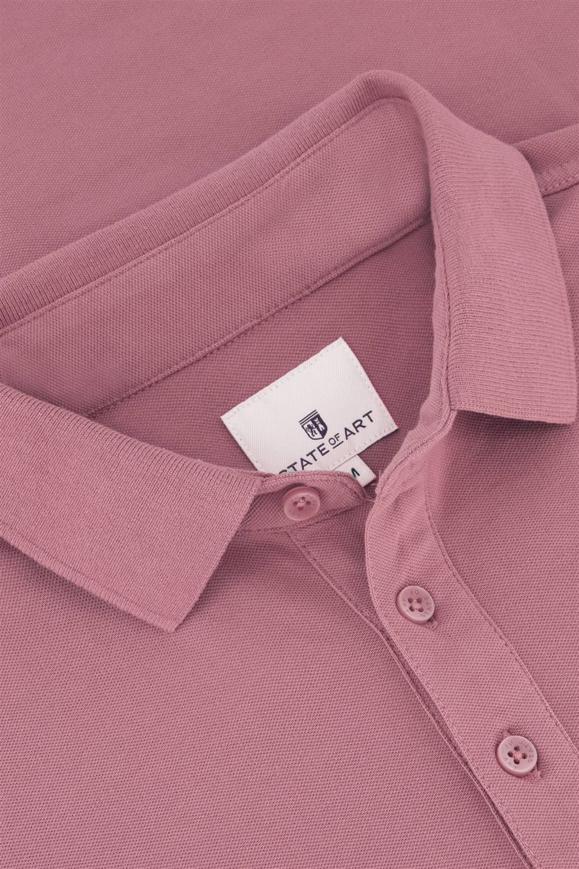 State of Art polo roze wijde fit effen stretch