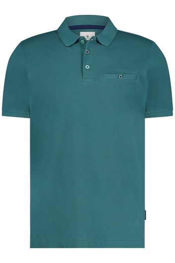 Poloshirt State of Art wijde fit turquoise effen