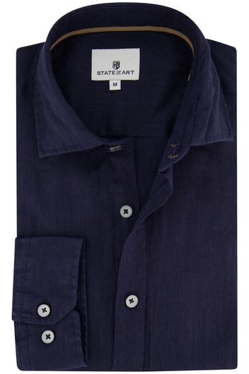State of Art casual overhemd wijde fit donkerblauw effen