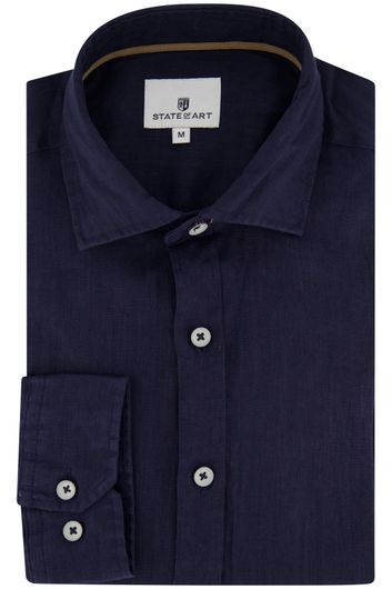 State of Art casual overhemd wijde fit donkerblauw effen