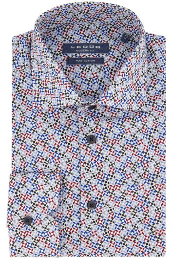 Ledub casual overhemd Modern Fit New normale fit blauw geprint