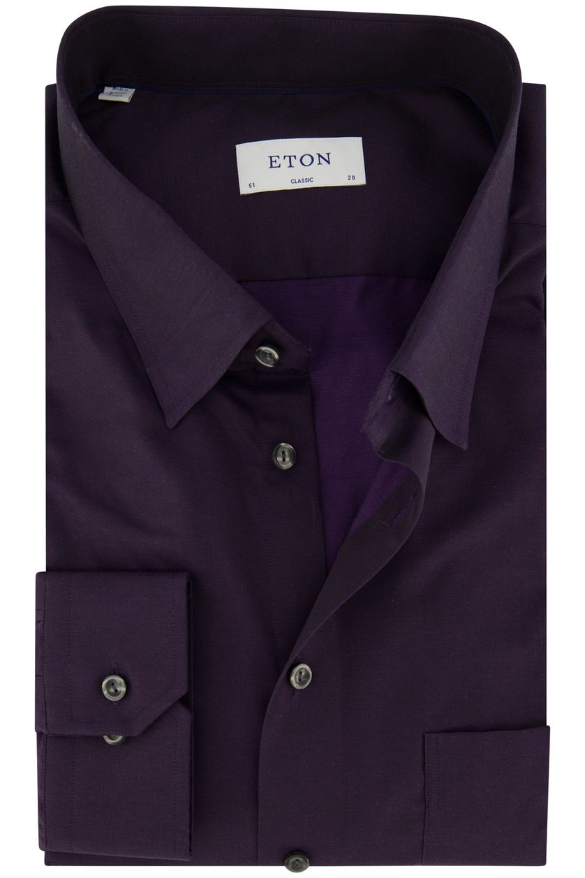 Eton business overhemd wijde fit effen paars