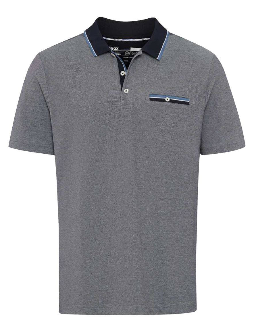 Brax polo donkerblauw katoen effen